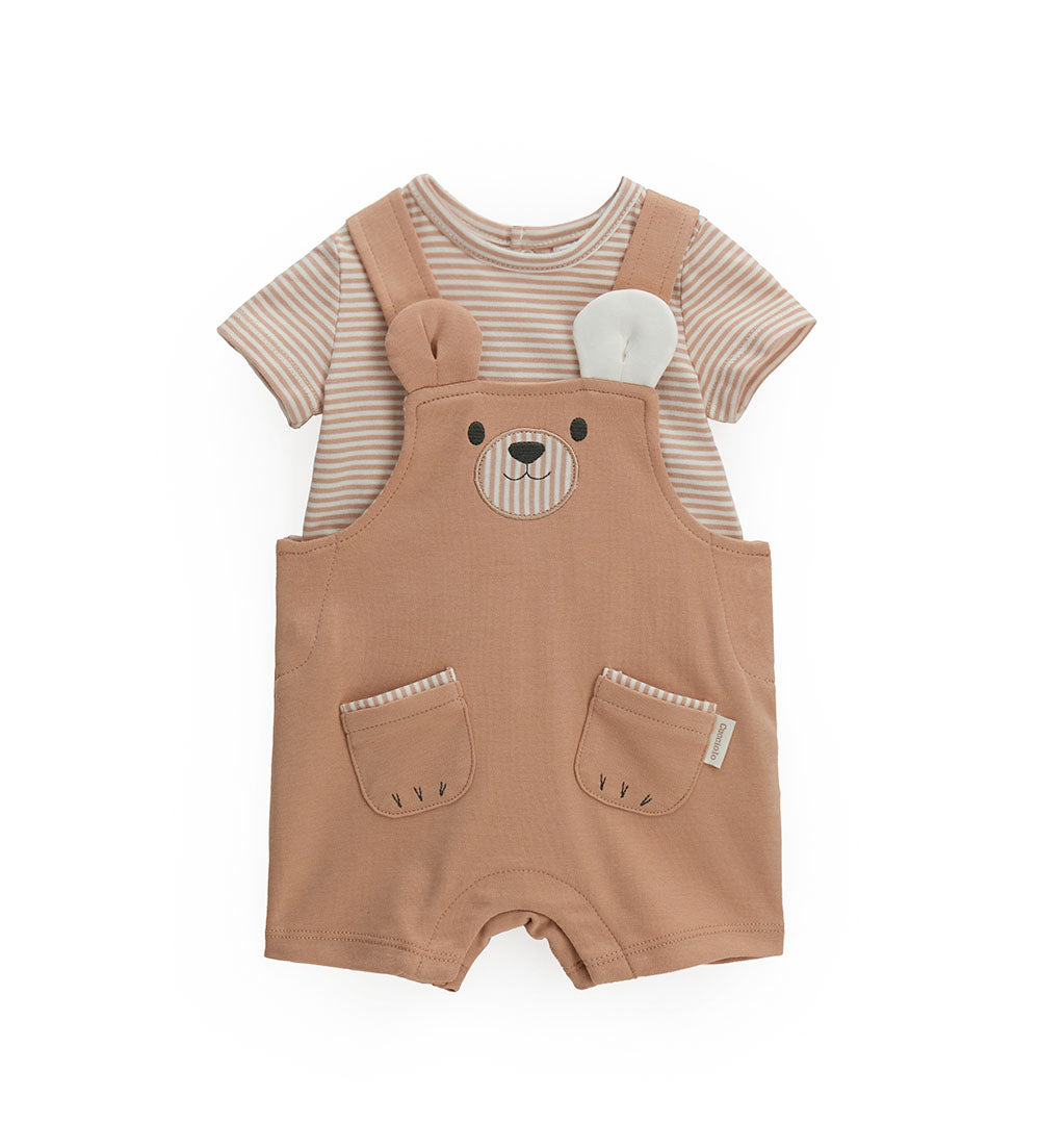 Wet Sand New Born Boy Sweater And Overalls Set