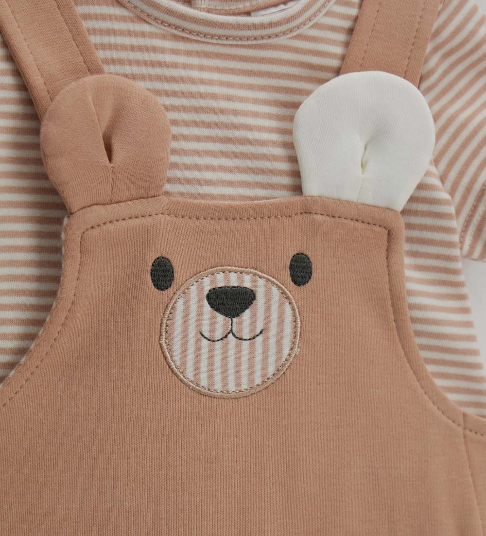 Wet Sand New Born Boy Sweater And Overalls Set