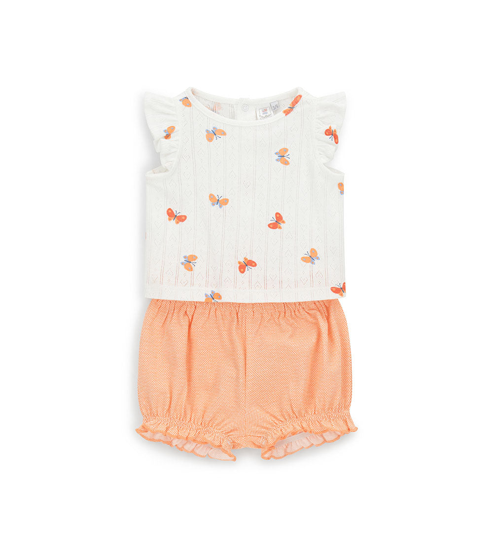 Tangerine New Born Girl T-Shirt And Pantyhose Set 1
