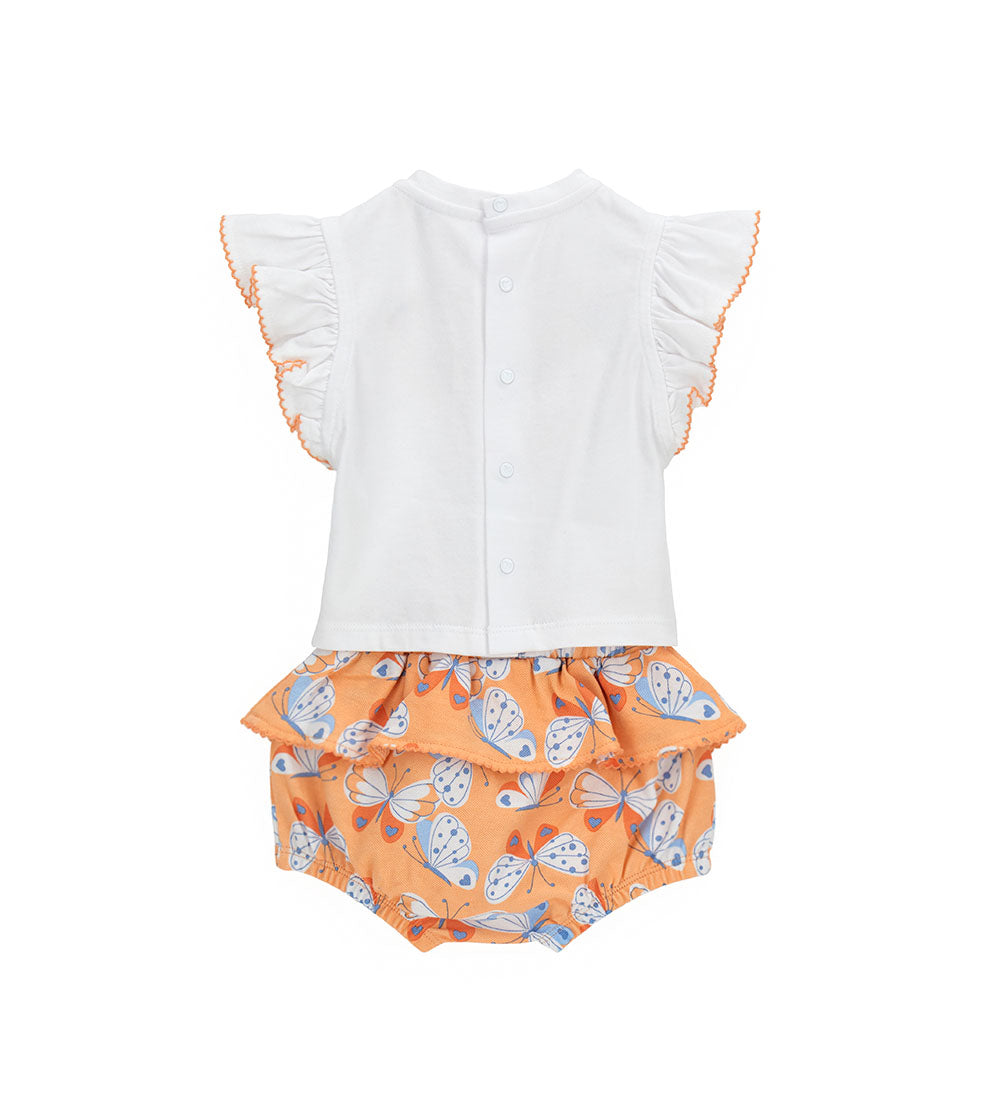 Tangerine New Born Girl T-Shirt And Pantyhose Set