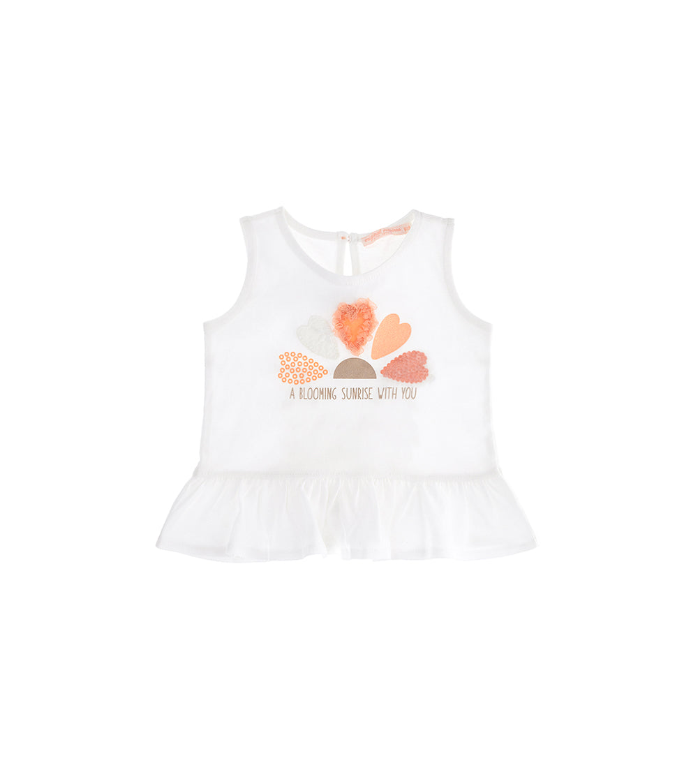 peach sunrise Baby girl tank top with ruffles 1