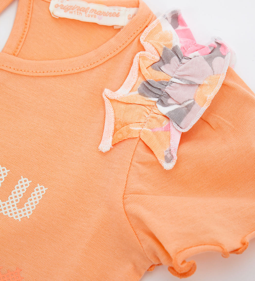 peach sunrise Baby girl t-shirt and short set 6