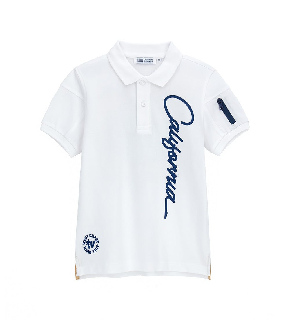 Denim Truker Teen Boy Polo With Print