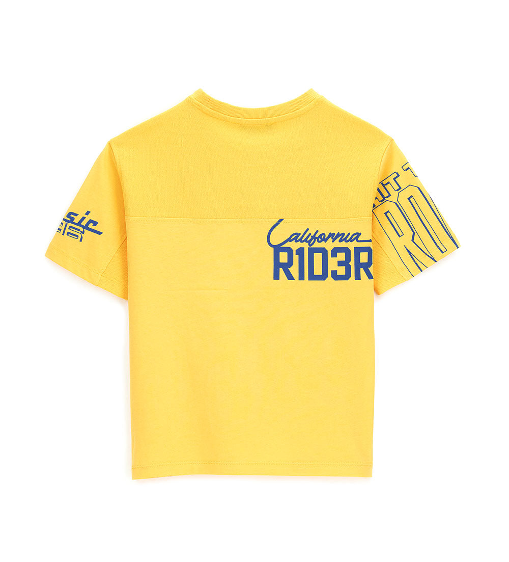 Denim Truker Teen Boy T-Shirt With Piquet Inserts