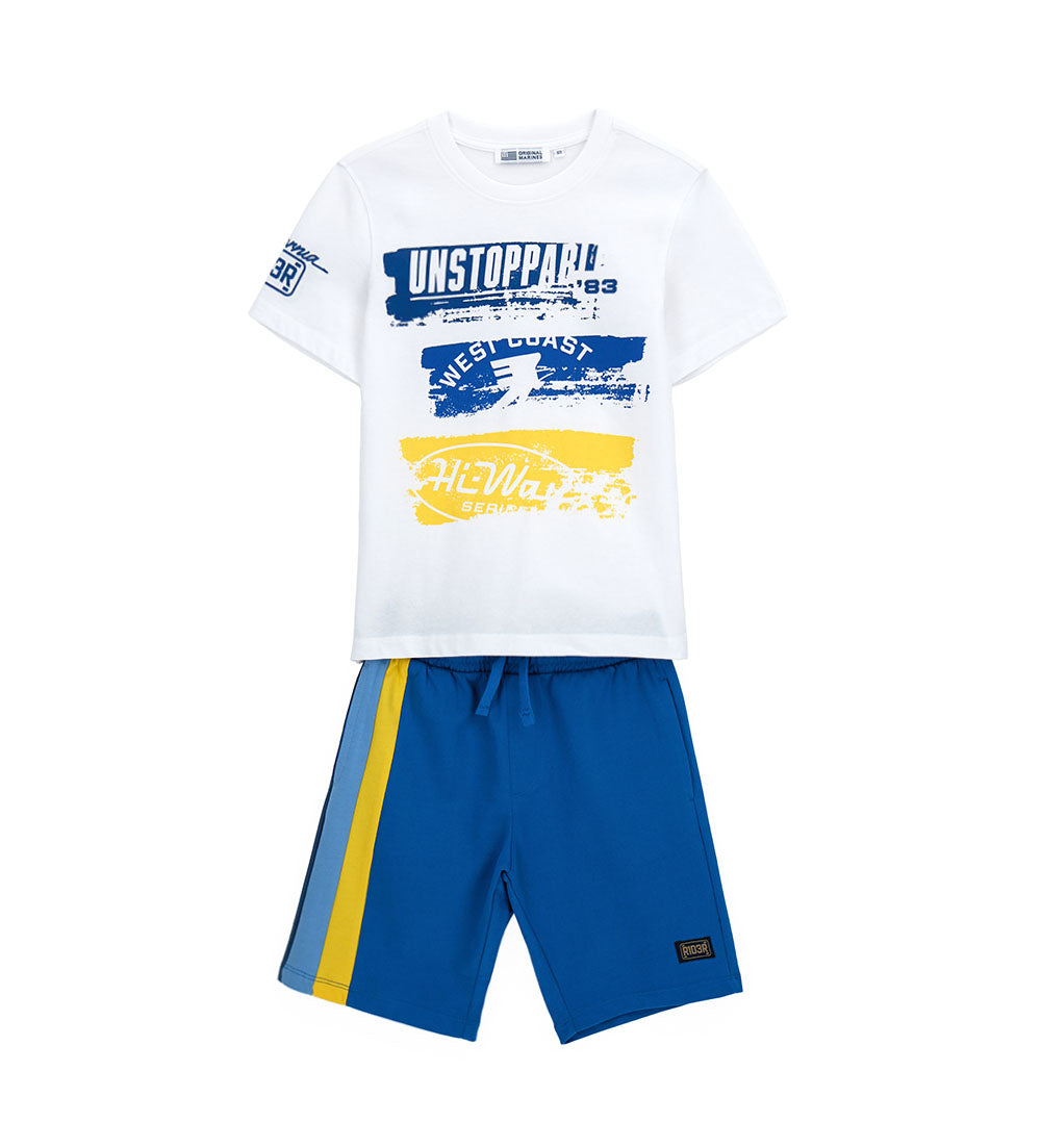 Denim Truker Teen Boy T-Shirt And Bermuda Shorts Set 1