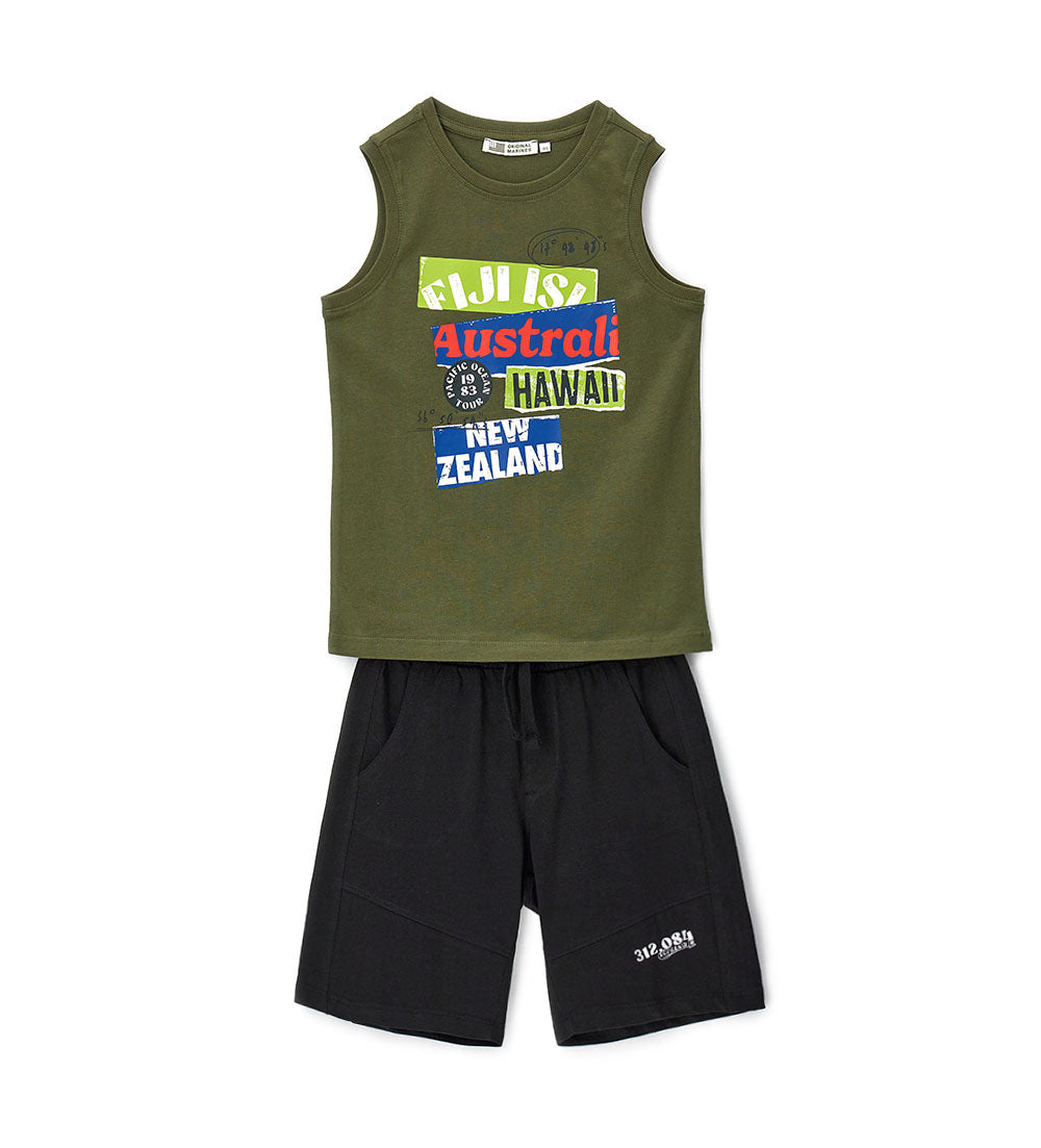 Amazonia Teen Boy Tank Top And Bermuda Shorts Set 1